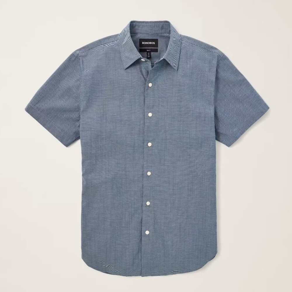 Bonobos - Riviera Short Sleeve - Navy Oxford Stripe